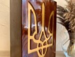 Wooden piggy bank with the Coat of Arms of Ukraine, Money Bank, Room decor, Handmade wood carving, gift for a boss, dad, brother,sun - Image 5