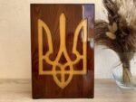 Wooden piggy bank with the Coat of Arms of Ukraine, Money Bank, Room decor, Handmade wood carving, gift for a boss, dad, brother,sun - Image 9