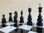 Wooden Chess pieces "Elite" Black & White Super glossy - Image 8
