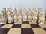 Wooden Chess pieces "Game of Thrones" + "Knights" Reddish brown | Beige color - Image 5