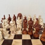 Wooden Chess pieces "Game of Thrones" + "Knights" - Handmade Classic Warrior Set