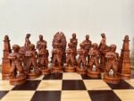 Wooden Chess pieces "Game of Thrones" + "Knights" Reddish brown | Beige color - Image 9