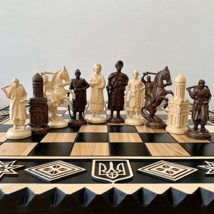 Chess pieces "Cossacs" Only , unique ukrainian wooden pieces WITHOUT BOARD, handmade carved solid wood Birthday Anniversary gift Dad Husband