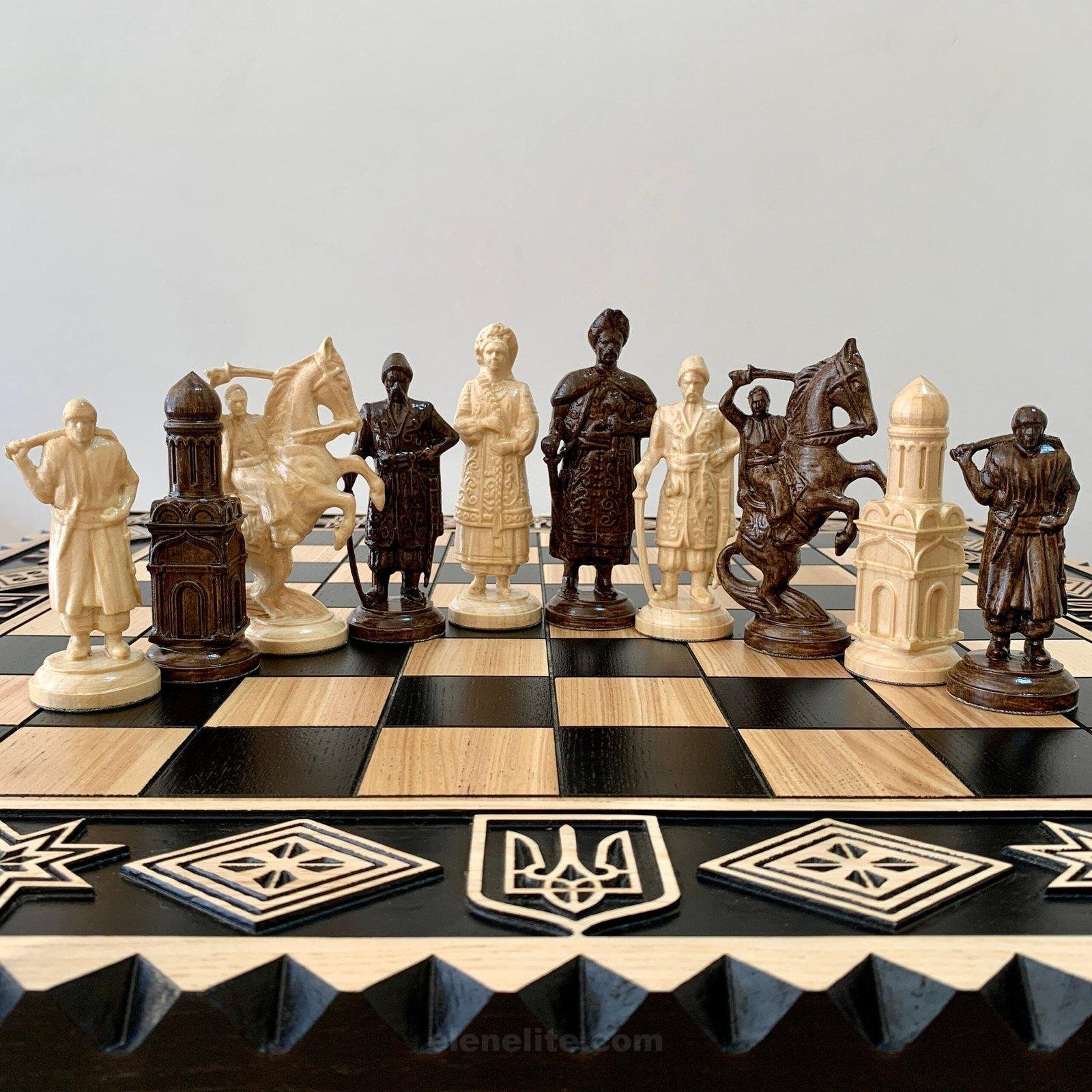 il_fullxfull.5333946382_fnbh-scaled-1.jpg Chess pieces "Cossacs" Only , unique ukrainian wooden pieces WITHOUT BOARD, handmade carved solid wood Birthday Anniversary gift Dad Husband - Image 1
