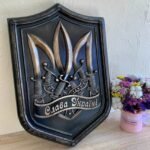 Ukrainian Trident, engraving"Glory to Ukraine/AFU" from ash wood with Black patina,Coat of arms of Ukraine,wooden Wall decor,Trizub for gift - Image 3