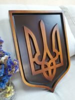 Panel Coat of arms of Ukraine. Trident. Ukrainian Tryzub. Wall Decor. Handmade wood carved , ukrainian wall decor - Image 4