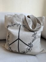 Pacific Shopping Bag, Hand Painted Natural Linen Fabric, Grocery Bag, Minimal Beach Bag, Reusable Tote Bag, Shopper Bag for Woman, Girls - Image 9