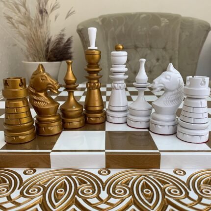 Chess Pieces "Classic Luxe" Gold | White color