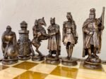 Wooden Chess pieces "Knights" Black patina | Beige color - Image 9