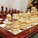 Wooden Chess pieces "Golden drops" Super glossy
