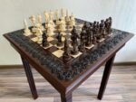 Chess set: Сhess Table "Waves of Aspiration" with storage box + pieces "Armed Forces of Ukraine" - Image 2