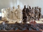 Chess set: Сhess Table "Waves of Aspiration" with storage box + pieces "Cossacks & Knights" - Image 4
