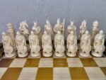 Wooden Chess pieces "Knights" Black patina | Beige color - Image 5