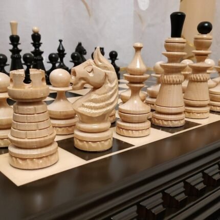 Wooden Chess pieces "Classic Luxe" Black | Beige