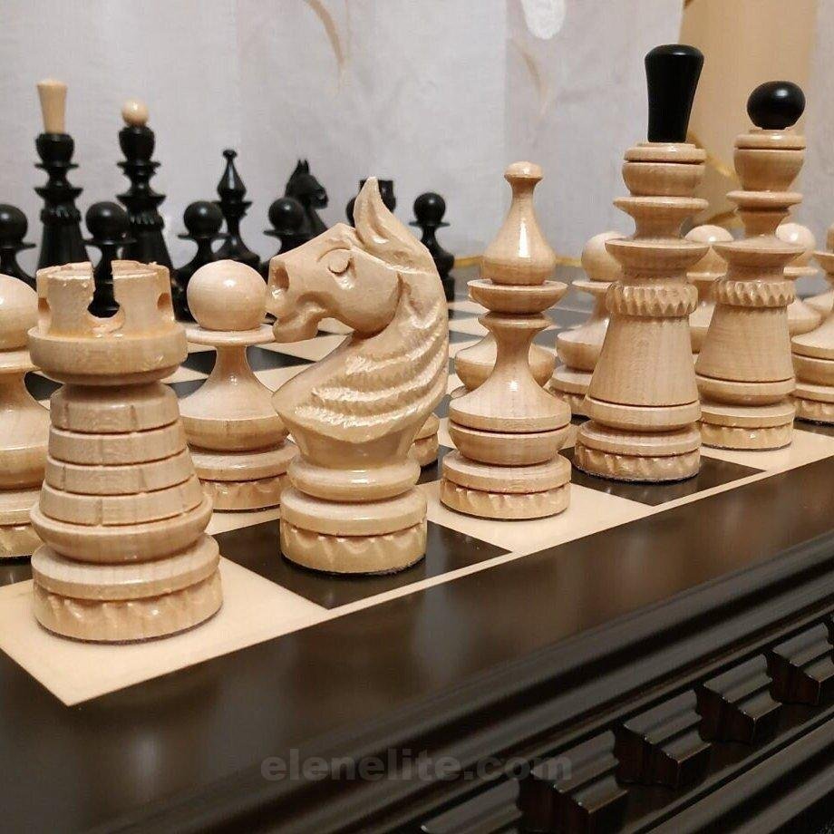 il_fullxfull.5431008855_tnw9.jpg Wooden Chess pieces "Classic Luxe" Black | Beige - Image 1