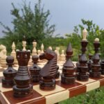 Natural wood chess set with classic board and pieces