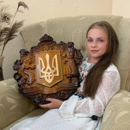 Wooden wall Decor Coat of arms of Ukraine - Symbols of Ukraine, BIG SIZES, Trident. Ukrainian gift, wood-carving from solid ash wood