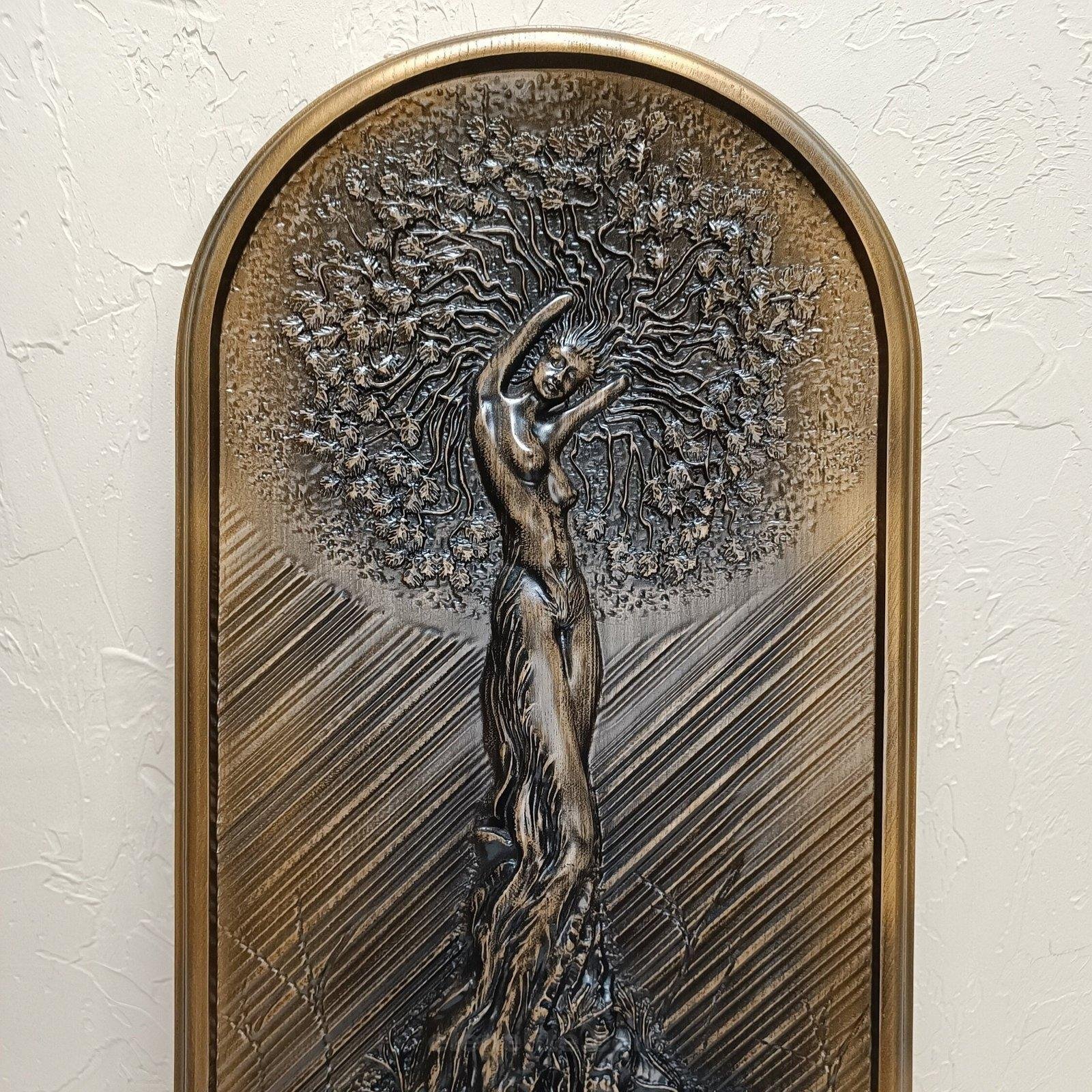 il_fullxfull.5472750016_mzhs.jpg Wooden carved wall panel "Goddess Tara", handmade wall decor, carving wood, art living room, Birthday Gift for Mother, Wife, Daughter - Image 1