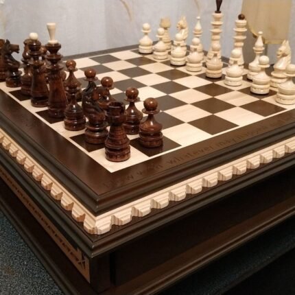 Wooden Chess set: Chess Board with 2 Drawers + Chess pieces "Classic Luxe"