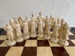Chess set: Сhess Table "Waves of Aspiration" with storage box + pieces "Cossacks & Knights" - Image 3