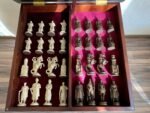 Chess set: Сhess Table "Waves of Aspiration" with storage box + pieces "Cossacks & Knights" - Image 6