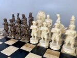 Wooden Chess pieces "Battle of Thrones" WITHOUT BOARD , handmade carving, solid maple wood, Annyversary Birthday Wooden Gift - Image 4