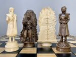 Wooden Chess pieces "Battle of Thrones" WITHOUT BOARD , handmade carving, solid maple wood, Annyversary Birthday Wooden Gift - Image 7