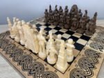 Wooden Chess pieces "Battle of Thrones" WITHOUT BOARD , handmade carving, solid maple wood, Annyversary Birthday Wooden Gift - Image 3