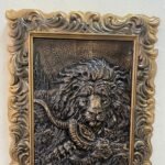 Wooden carved Panel "Lion Strength", Decor, wall decor , handmade, ash wood premium, art living room, Birthday Annyversary Gift for Dad