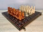 Wooden Folding Chess Set 3-in-1: Chess, Checkers and Backgammon + pieces "Knights" + Backgammon Chips - Image 4