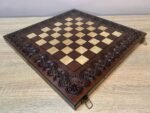 Wooden Folding Chess Set 3-in-1: Chess, Checkers and Backgammon + pieces "Knights" + Backgammon Chips - Image 7