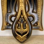 Wall decor Folk Ukrainian Art Style , wooden panel Coat of arms of Ukraine, Trident Gold & Black color. Ukrainian Tryzub. Handmade carving - Image 6