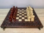 Wooden Folding Chess Set 3-in-1: Chess, Checkers and Backgammon + pieces "Elegant Classic" + Backgammon Chips - Image 3