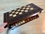 Wooden Folding Chess Set 3-in-1: Chess, Checkers and Backgammon + pieces "Knights" + Backgammon Chips - Image 9