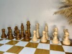 Wooden Chess pieces "Staunton" Classic design, Beige | Light Brown - Image 4