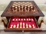 Wooden Chess set: Classic Chess Table with Drawers + chess pieces "Staunton" - Image 7