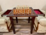 Wooden Chess set: Classic Chess Table with Drawers + chess pieces "Cossacks" & "Armed Forces of Ukraine" - Image 4