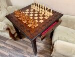 Wooden Chess set: Classic Chess Table with Drawers + chess pieces "Cossacks" & "Armed Forces of Ukraine" - Image 2