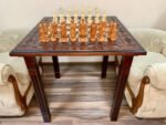 Wooden Chess set: Classic Chess Table with Drawers + chess pieces "Cossacks" & "Armed Forces of Ukraine" - Image 8
