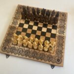 Wooden Chess set 3-in-1: Folding Chess Board + Сheckers + Backgammon + chess pieces "Knights" / "Armed Forces of Ukraine" - Image 2