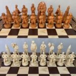 Chess pieces "Game of Thrones" + "Armed Forces of Ukraine" Reddish brown | Beige color - Image 3