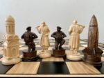 Wooden Chess pieces "Armed Forces of Ukraine" + "Cossacks" Black patina | Beige color - Image 7