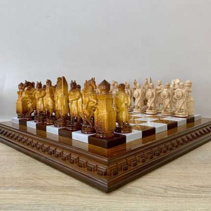 Chess Set: Classic Chess Board "Ombre" + chess pieces "Knights" Super glossy