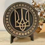 Wall Decor Coat of arms of Ukraine, Wooden  Trident. Ukrainian Tryzub. Wall Panel. Handmade , ash wood carving, ukrainian art , folk craft
