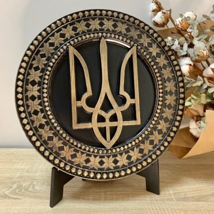Wall Decor Coat of arms of Ukraine, Wooden Trident. Ukrainian Tryzub. Wall Panel. Handmade , ash wood carving, ukrainian art , folk craft