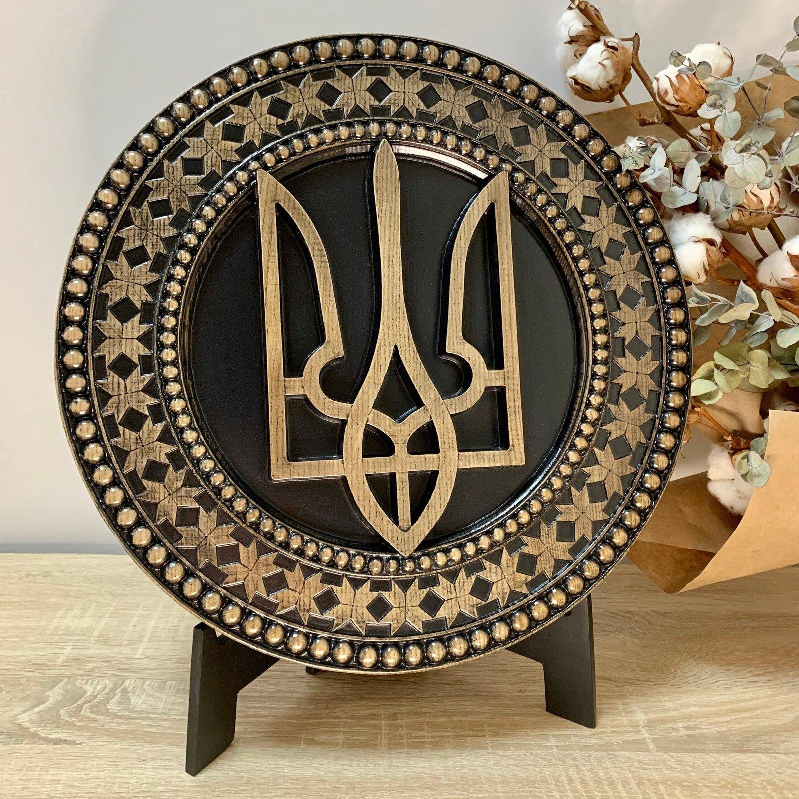 il_fullxfull.5695890482_6n21-scaled-1.jpg Wall Decor Coat of arms of Ukraine, Wooden Trident. Ukrainian Tryzub. Wall Panel. Handmade , ash wood carving, ukrainian art , folk craft - Image 1