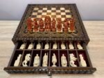 Chess Set: Chess Board “The Art of a Winner” with 2 Drawers and Cells for Storing each Chess piece + Pieces "Game of Thrones" / "Knights" Super glossy finish - Image 5