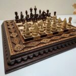 Classic chess set with traditional wooden chess pieces