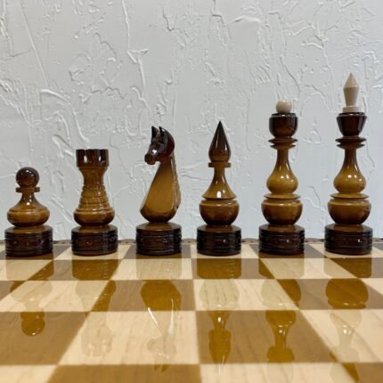 Wooden Chess pieces "Elite" Ombre color, Super glossy