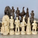 Wooden Chess pieces "Battle of Thrones" WITHOUT BOARD , handmade carving, solid maple wood, Annyversary Birthday Wooden Gift